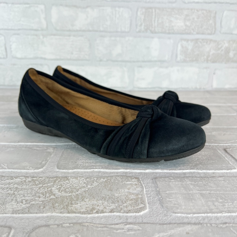 Gabor 6.5 Ballet Flats Womens 9 US Black Suede‎ Leather Hovercraft Comfort Shoes
